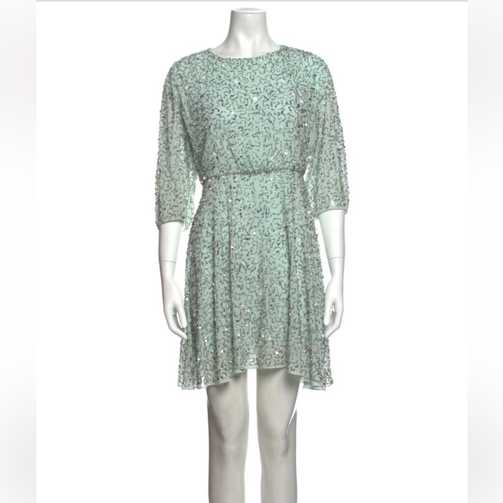 Retail $450 Palmira Sequin Mini Dress by Alice + Olivia in Mint Green Dress